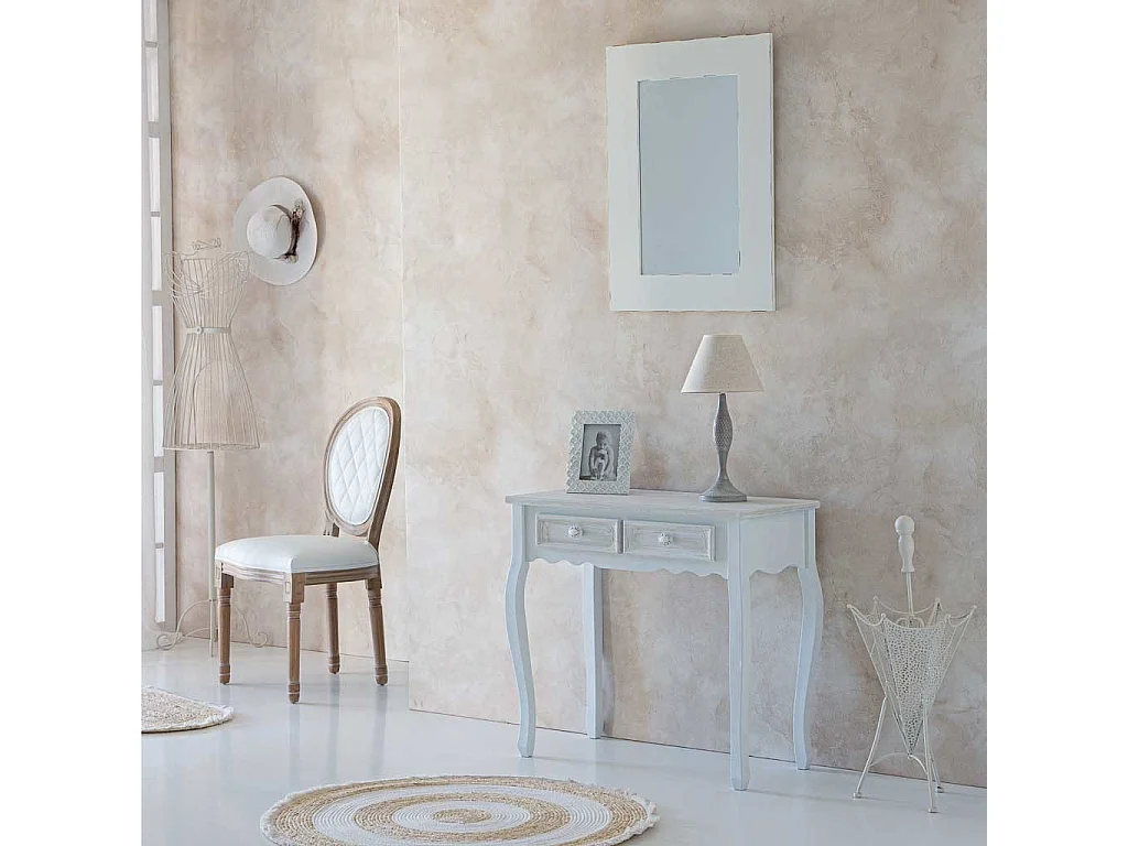 Konsolentisch mit 2 weißen Schubladen 80x40x75