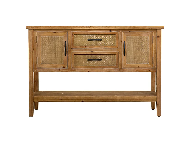 Brauner Flur aus Holz und Metall, 122 x 35 x 81,5 h cm