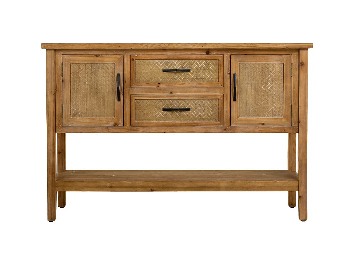 Recibidor de madera y metal marrón 122x35x81.5