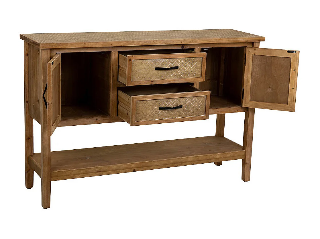 Recibidor de madera y metal marrón 122x35x81.5