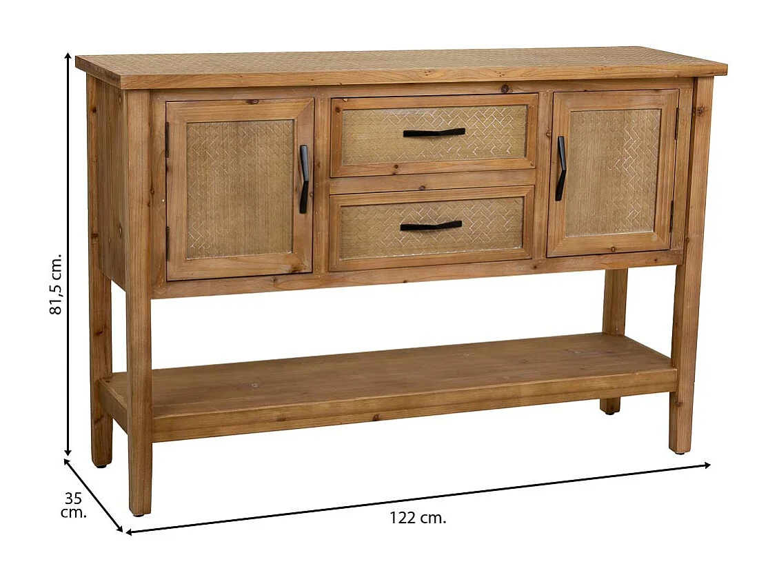 Meuble d'entrée en bois et métal marron 122x35x81.5h