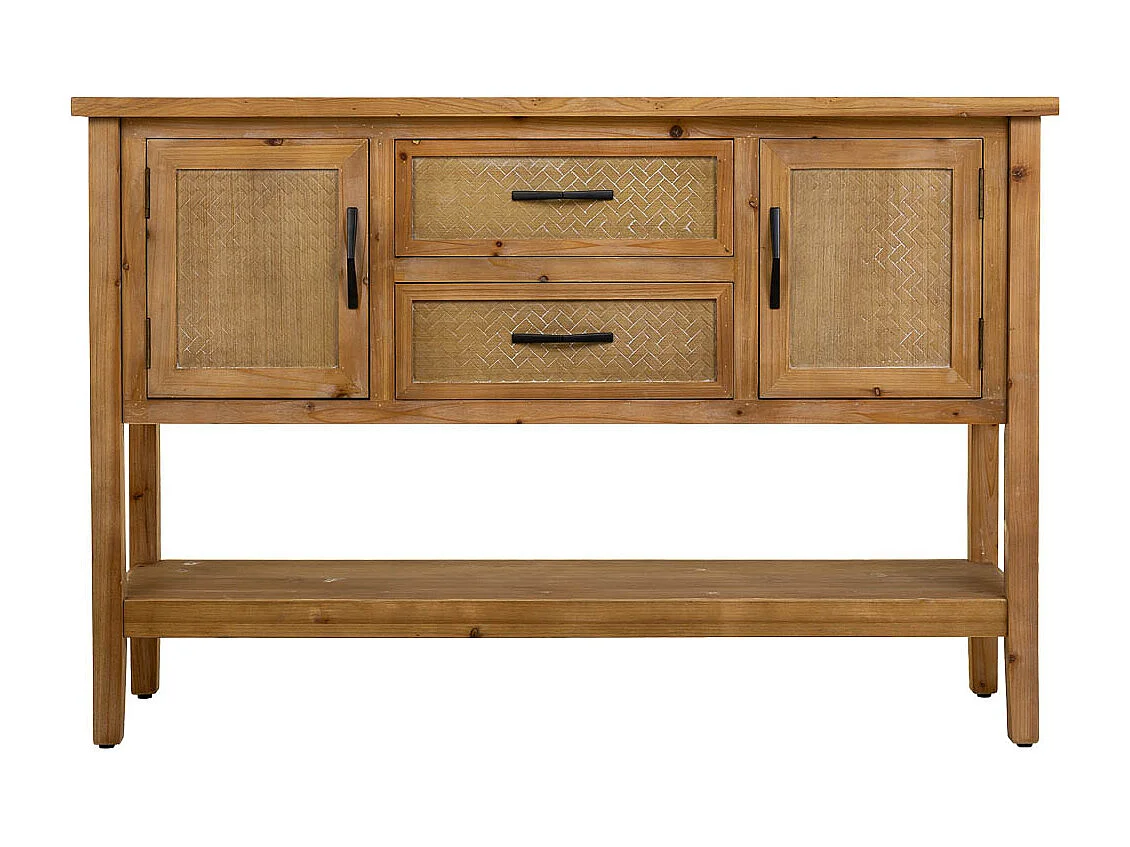 Meuble d'entrée en bois et métal marron 122x35x81.5h