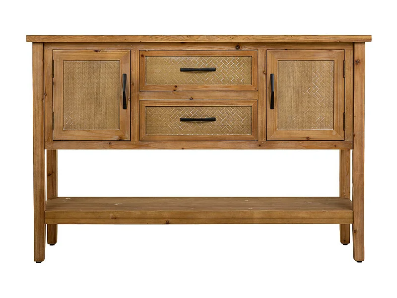 Recibidor de madera y metal marrón 122x35x81.5