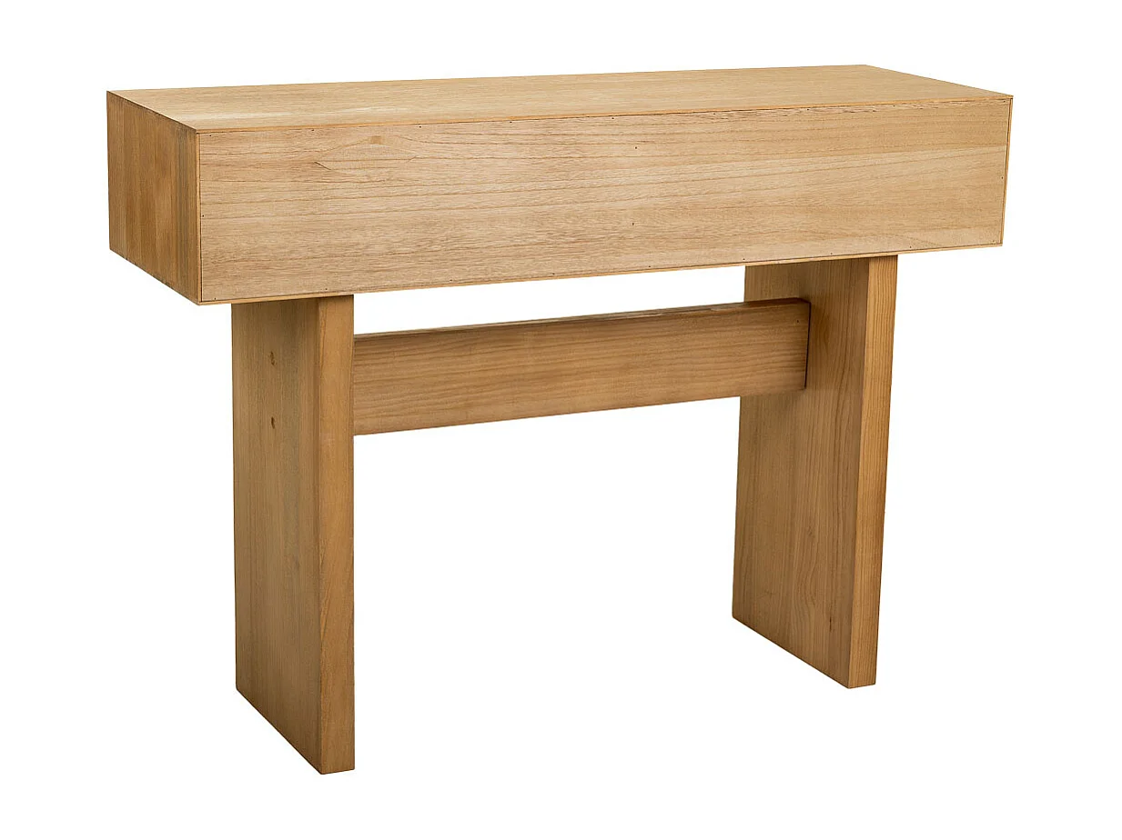 Mobile da ingresso in legno e corda intrecciata marrone 110x36x77h