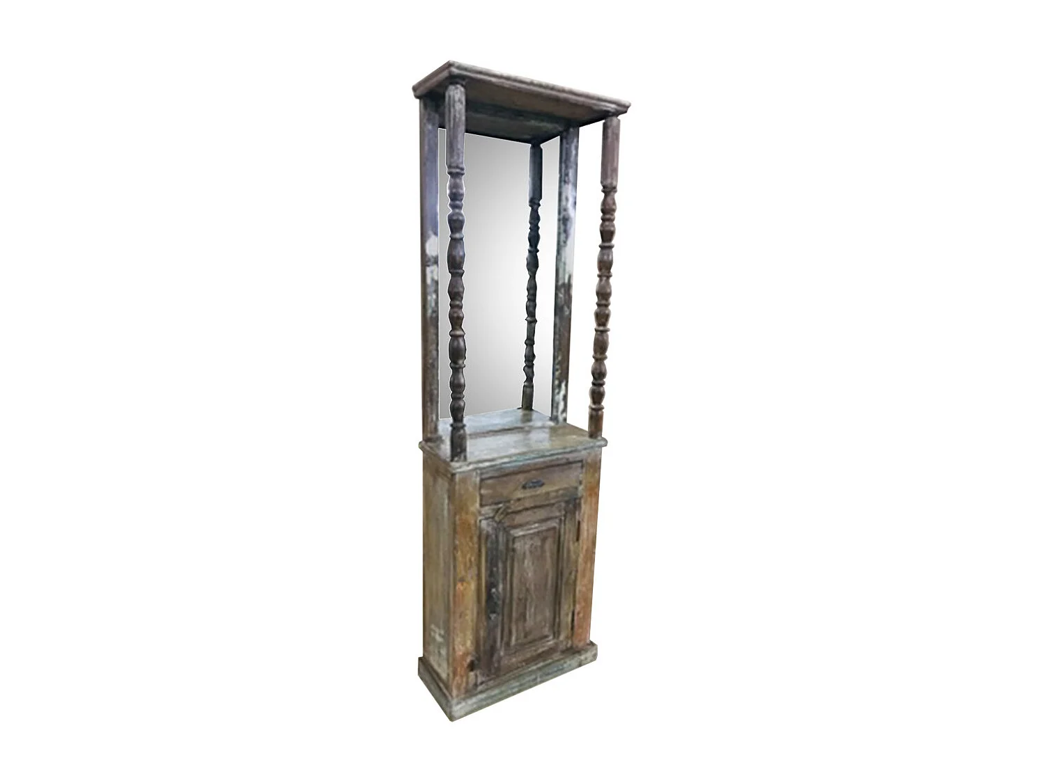 Mobile da ingresso con specchio in legno marrone 59x27x192h