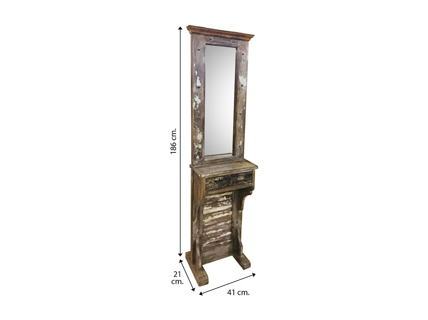 Entrée avec miroir en bois marron 43x21x186h