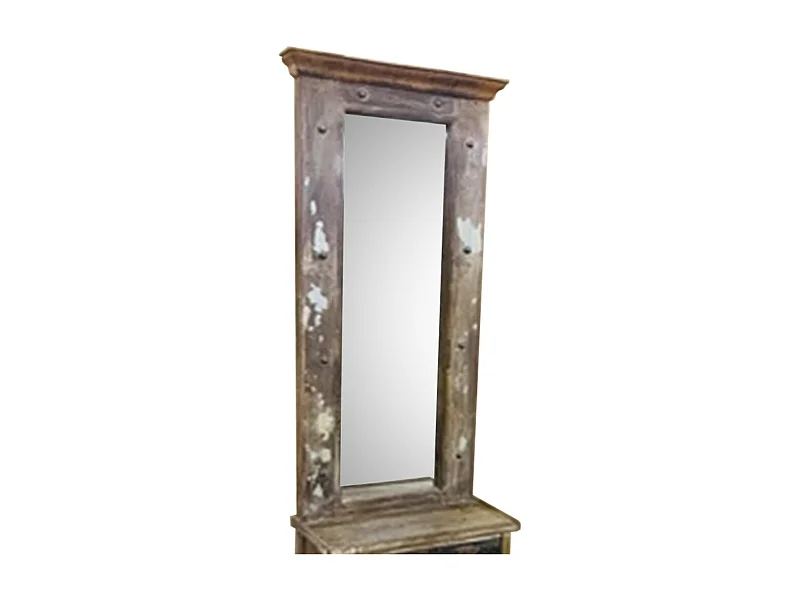 Recibidor con Espejo de madera marrón 43x21x186