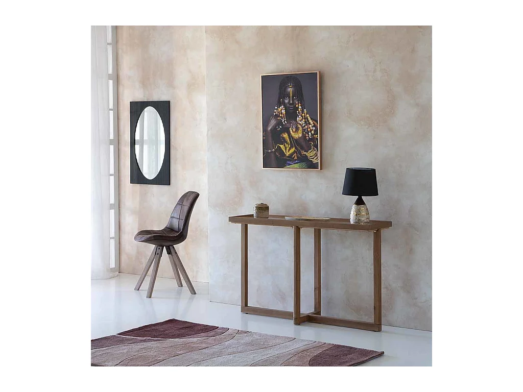 Console en bois et verre marron 120x33x75