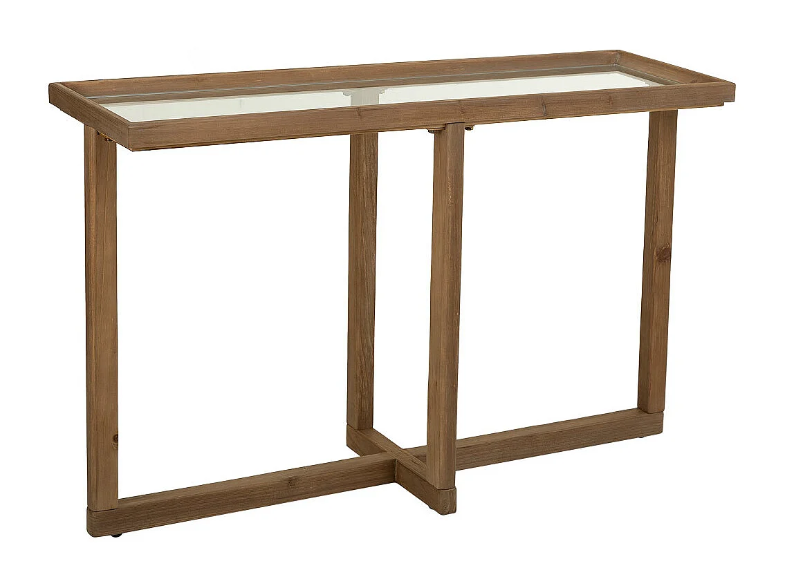 Flurtisch aus Holz und Glas braun 120x33x75