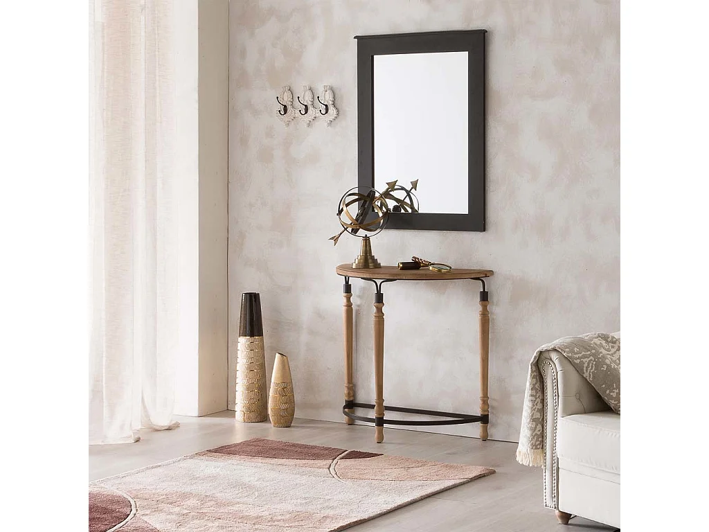 Mobile da ingresso in legno e metallo marrone 80x35,5x76h