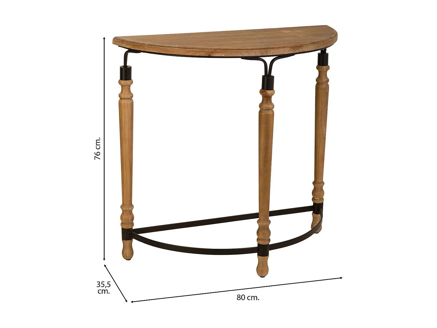 Mobile da ingresso in legno e metallo marrone 80x35,5x76h