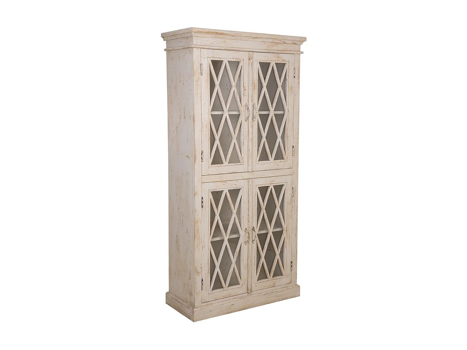 Vetrina in legno e vetro beige fatta a mano 90x40x183