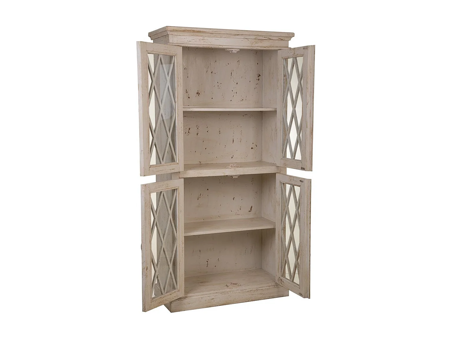 Vetrina in legno e vetro beige fatta a mano 90x40x183