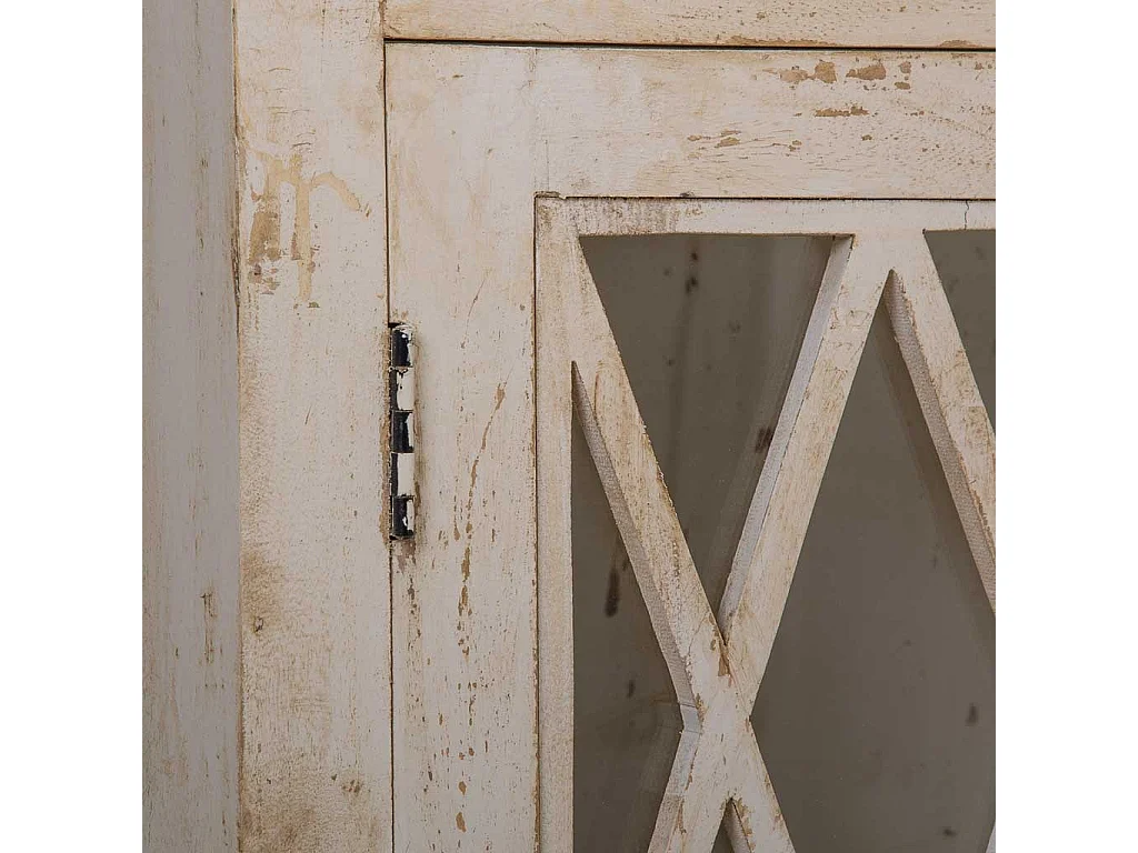 Vetrina in legno e vetro beige fatta a mano 90x40x183