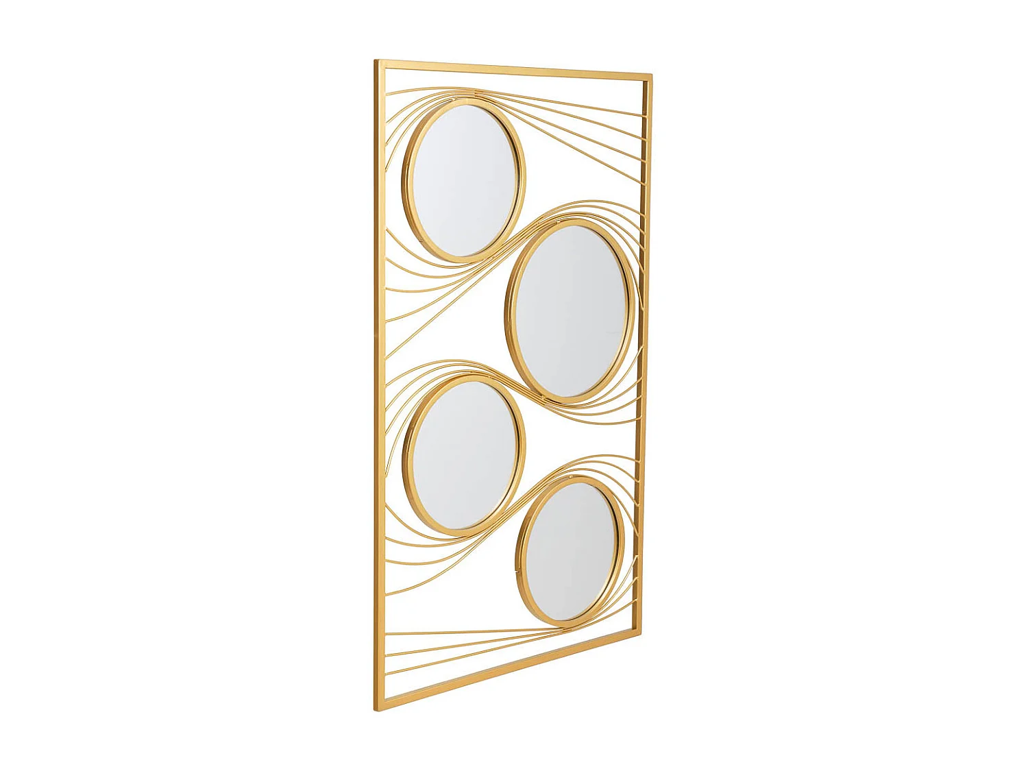 Espelho de parede retangular de metal dourado 61x96x2