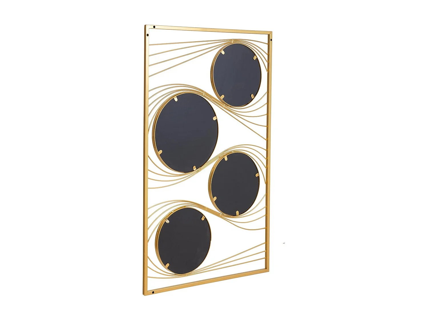 Espelho de parede retangular de metal dourado 61x96x2