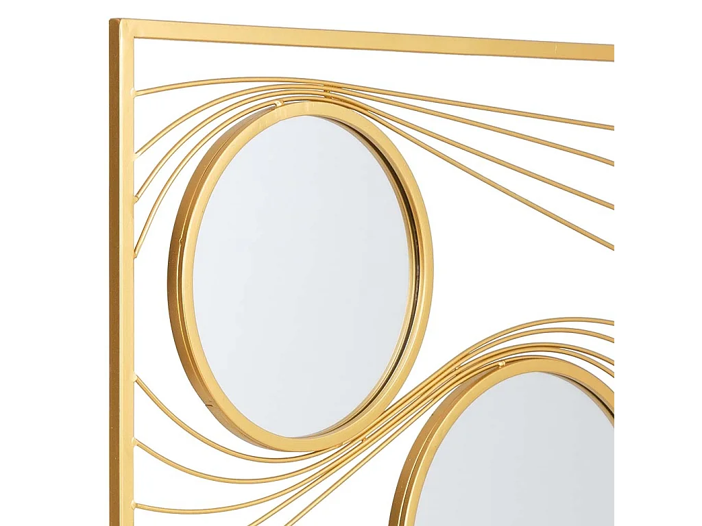 Espelho de parede retangular de metal dourado 61x96x2