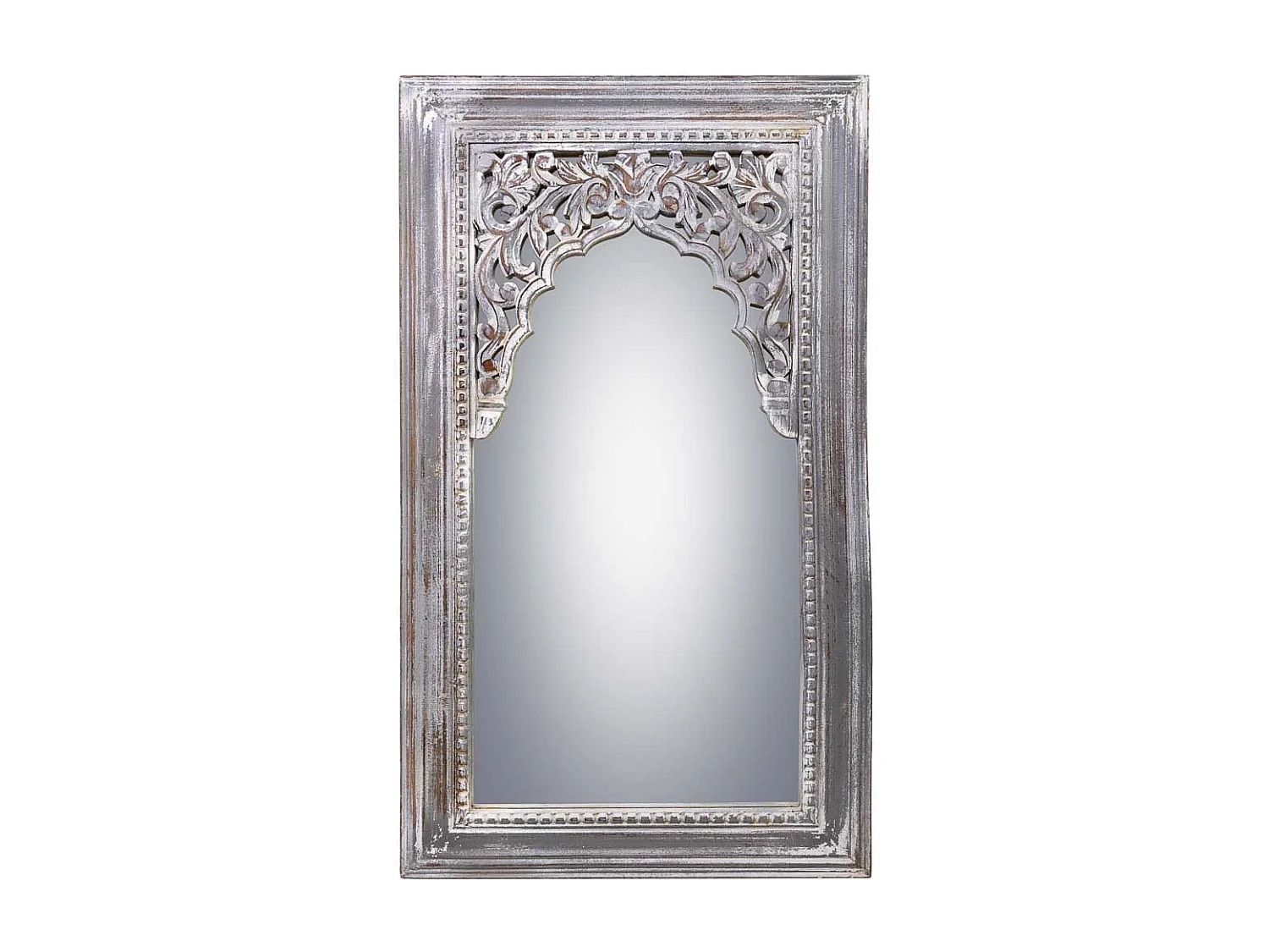 Weißer Spiegel aus gealtertem Holz 60x5x107