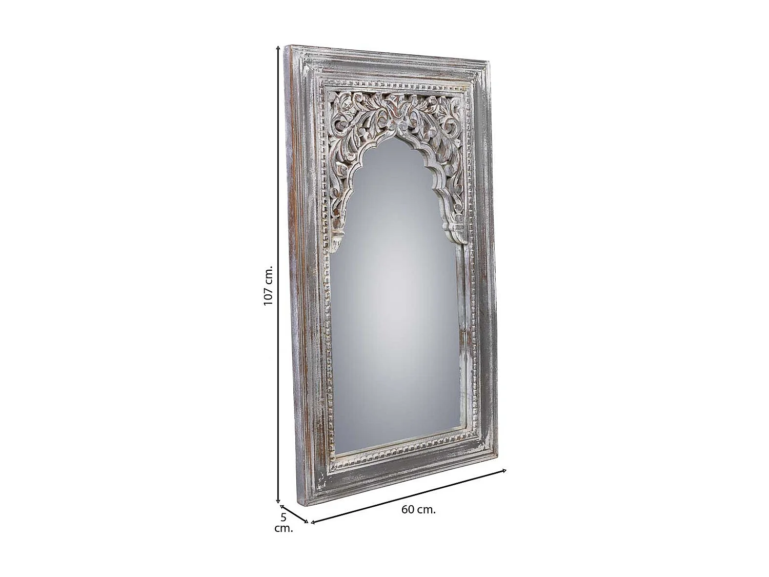 Weißer Spiegel aus gealtertem Holz 60x5x107