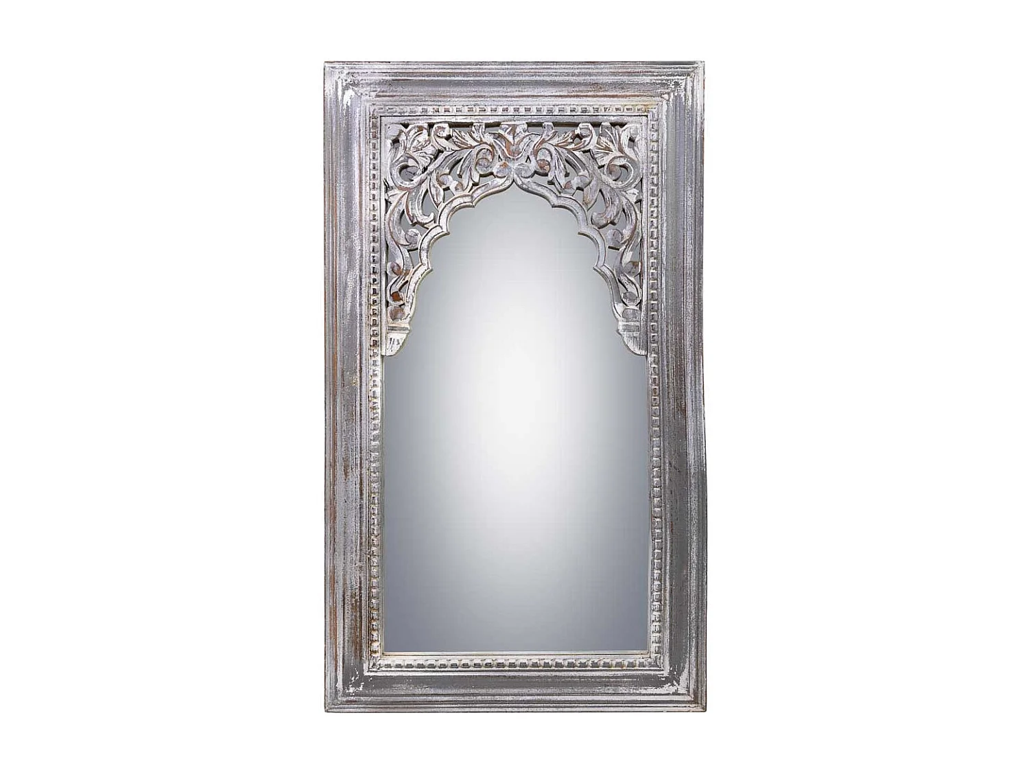 Specchio in legno invecchiato bianco 60x5x107