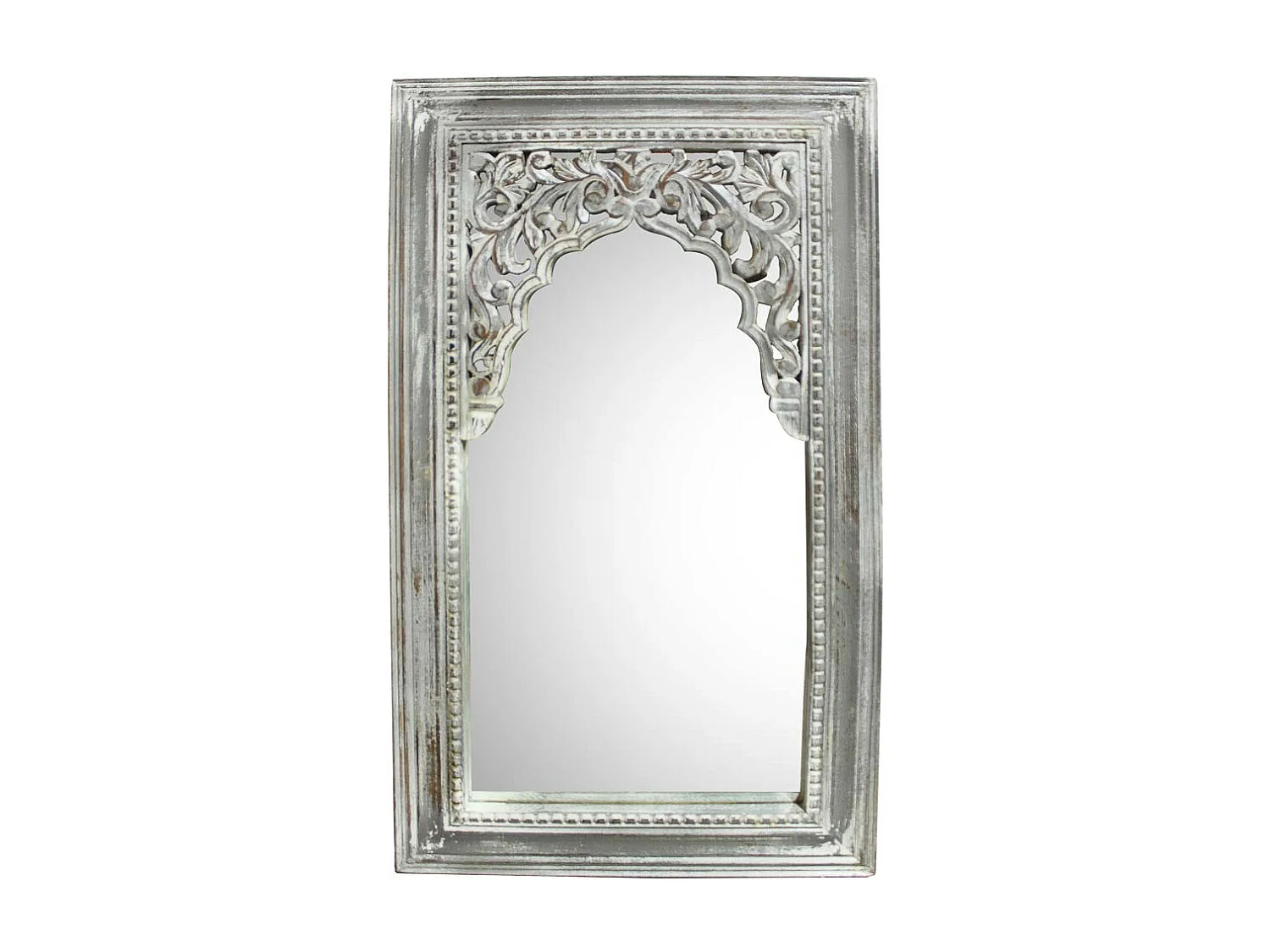 Specchio in legno invecchiato bianco 60x5x107