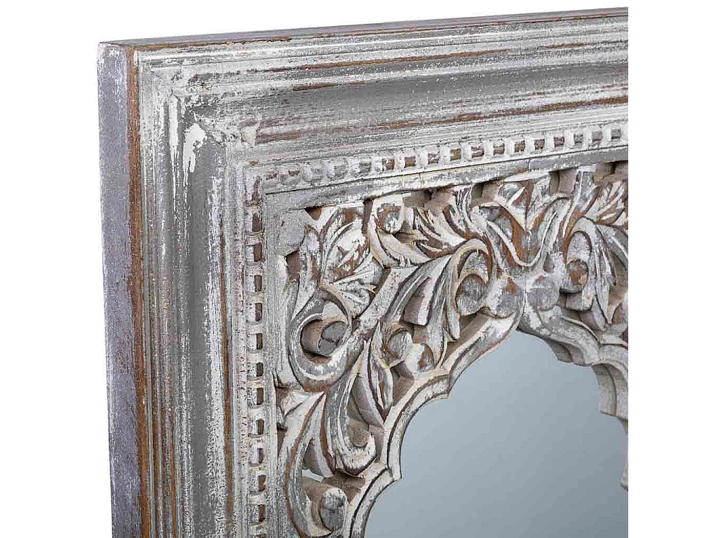 Specchio in legno invecchiato bianco 60x5x107