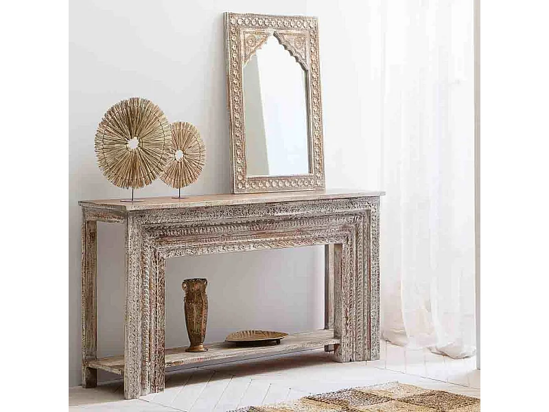 Espejo de madera envejecida marrón 60x4x90