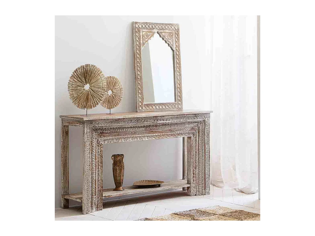 Miroir en bois vieilli marron 60x4x90