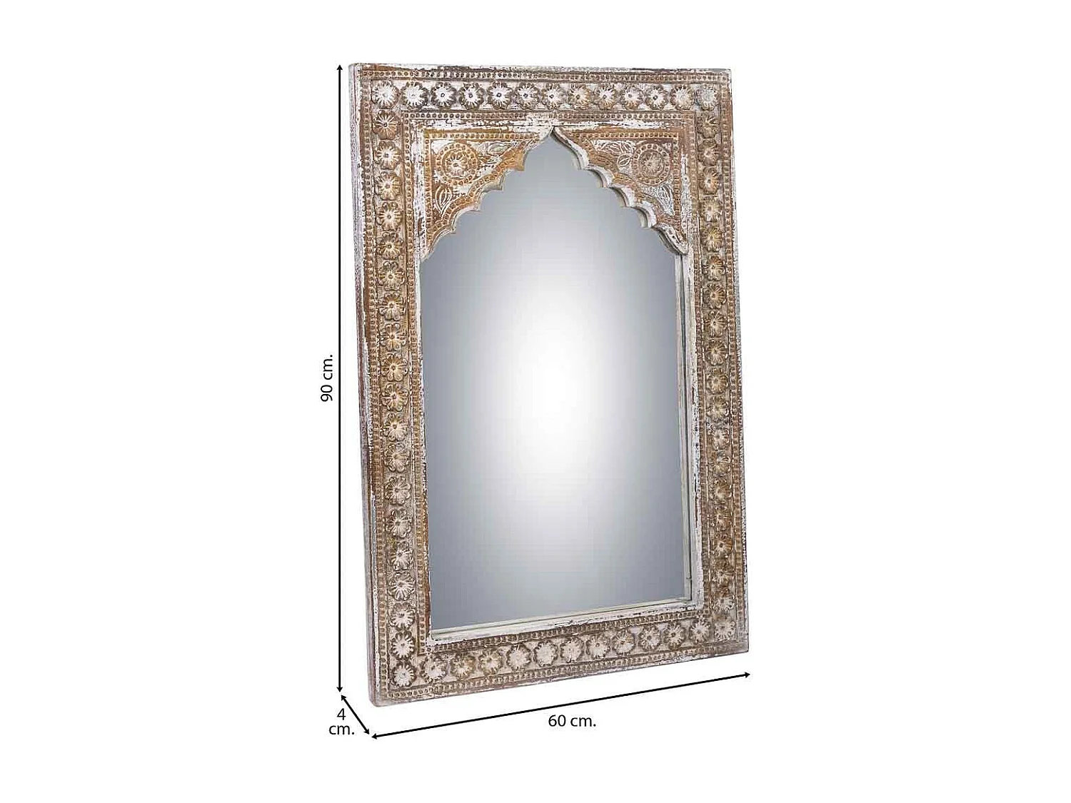 Miroir en bois vieilli marron 60x4x90