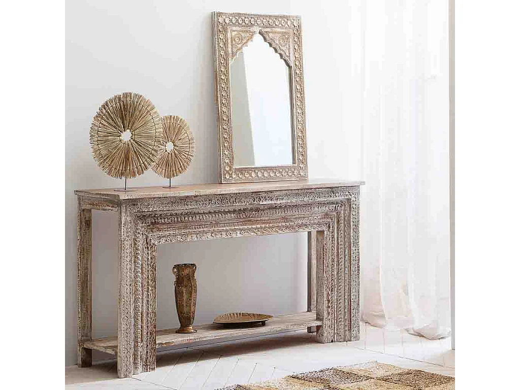 Specchio in legno invecchiato marrone 60x4x90