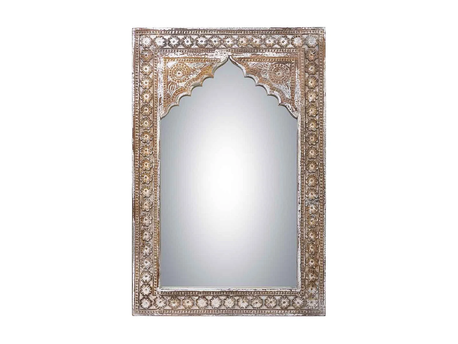 Specchio in legno invecchiato marrone 60x4x90