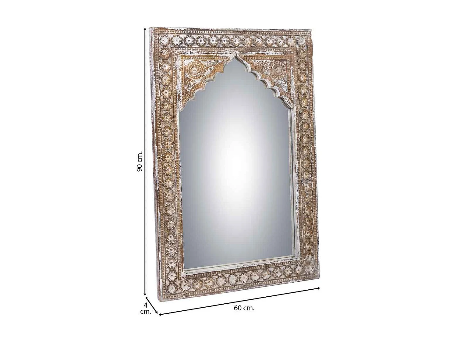 Specchio in legno invecchiato marrone 60x4x90
