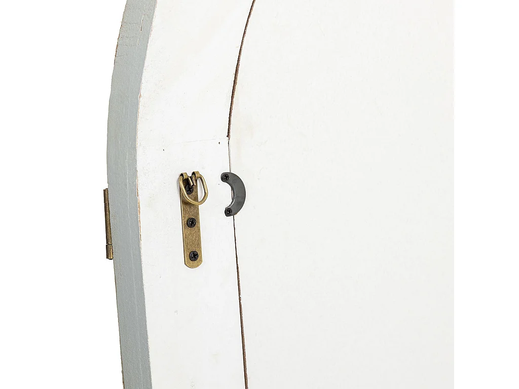 Espelho de madeira e metal com acabamento envelhecido