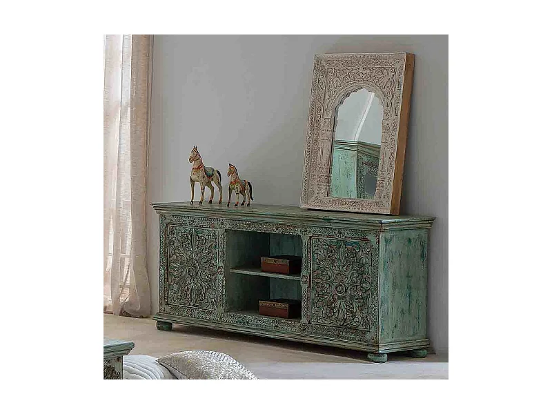 Spiegel aus Holz und weißem Glas 60x6x87