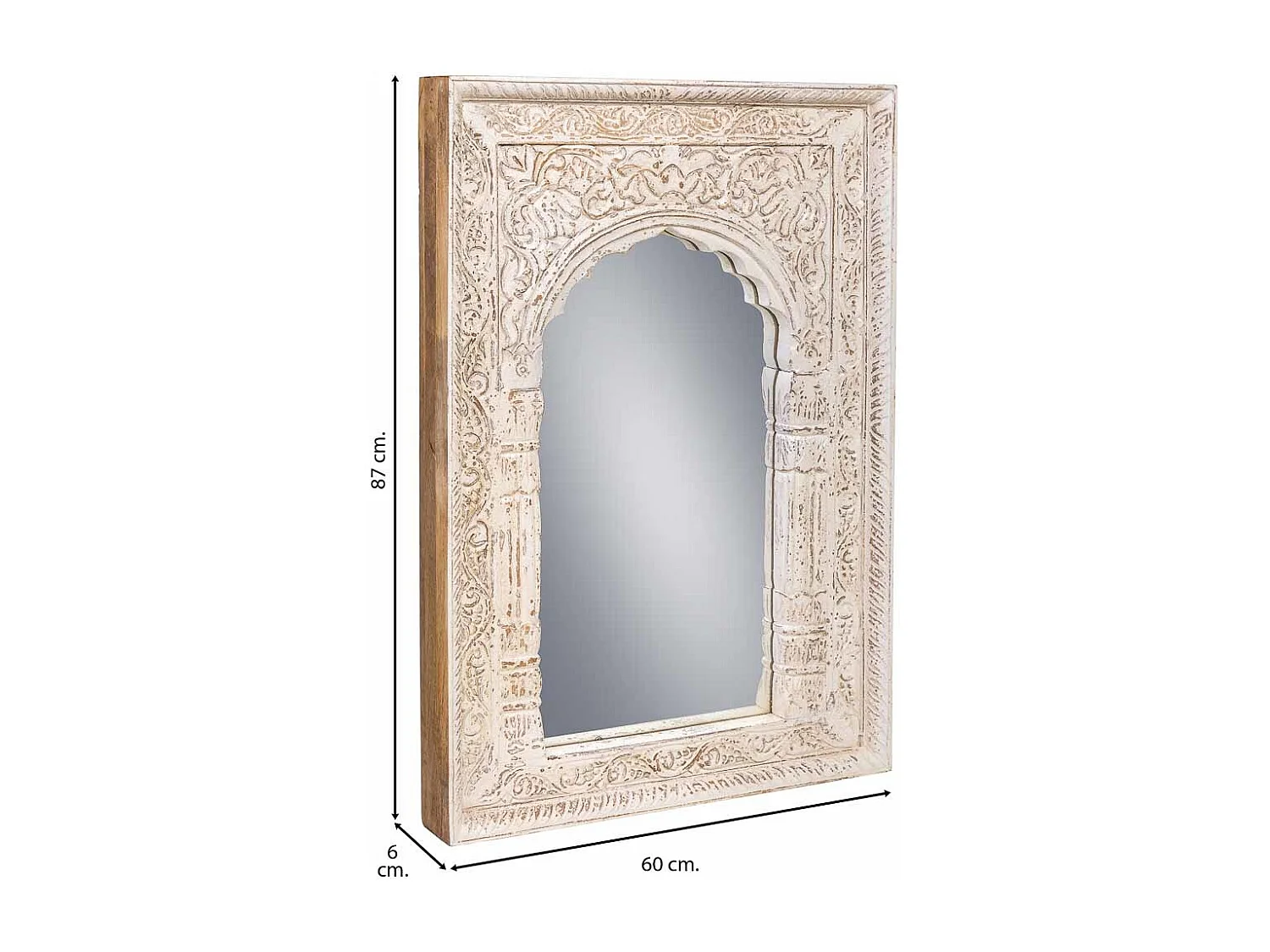 Spiegel aus Holz und weißem Glas 60x6x87