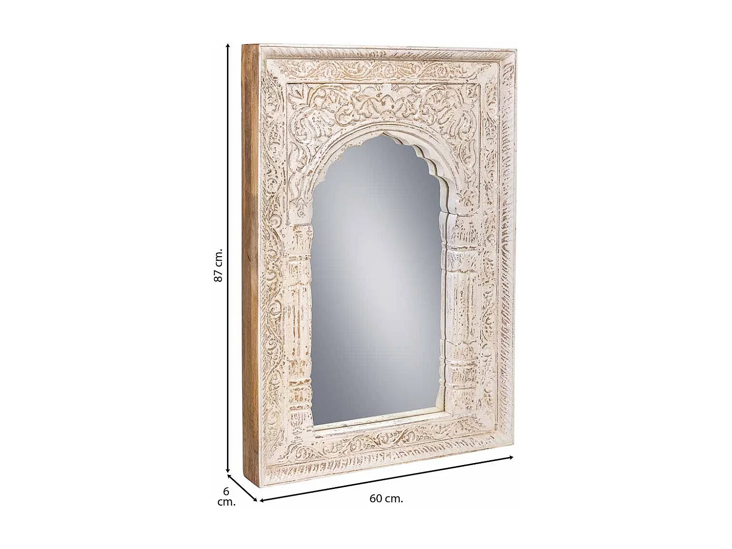 Spiegel aus Holz und weißem Glas 60x6x87