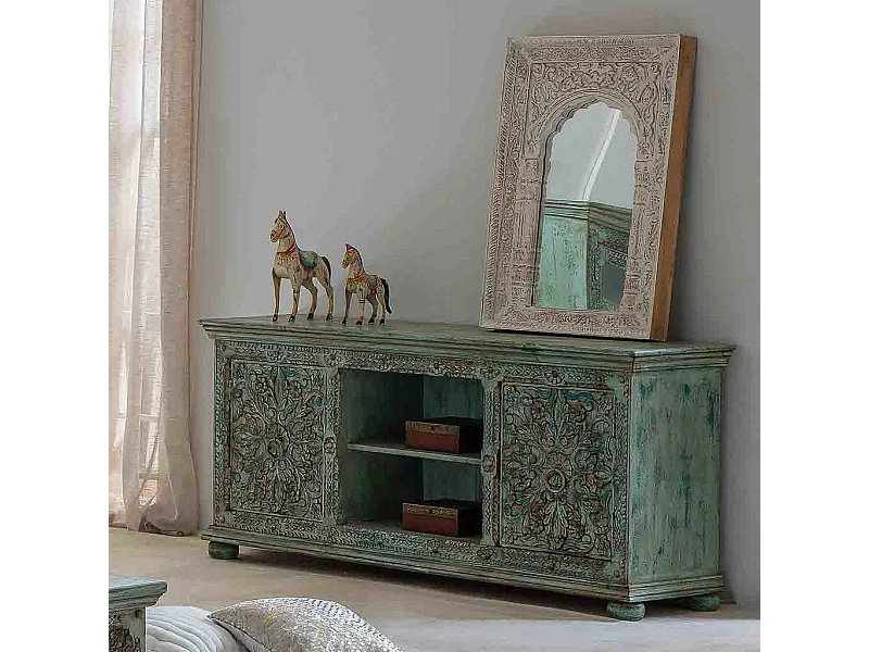 Specchio in legno e vetro bianco 60x6x87