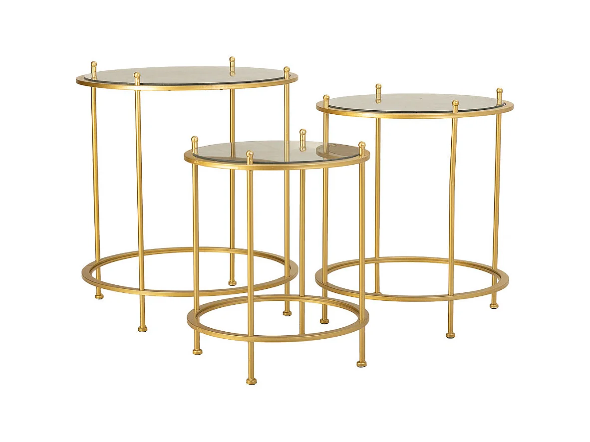 Set 3 mesas de centro de metal doradas
