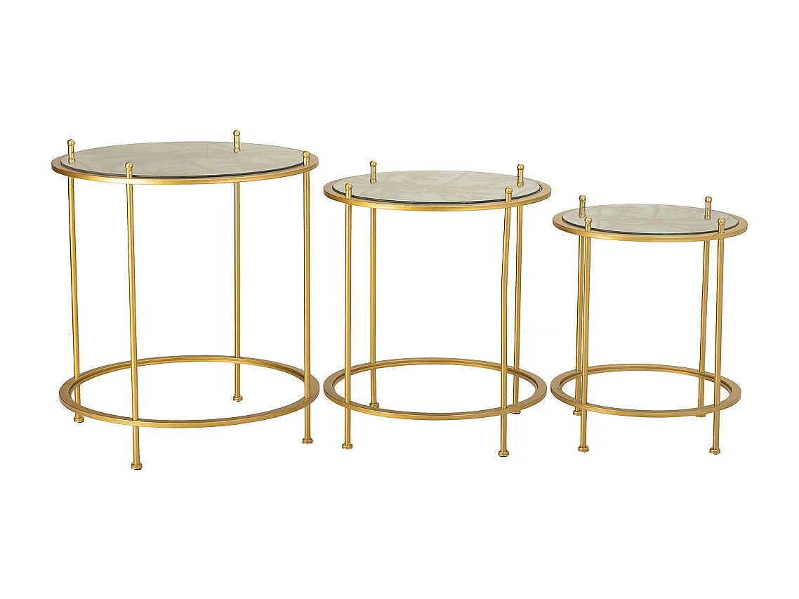Set 3 mesas de centro de metal doradas