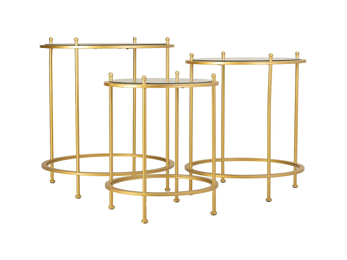 Ensemble de 3 tables basses en métal doré