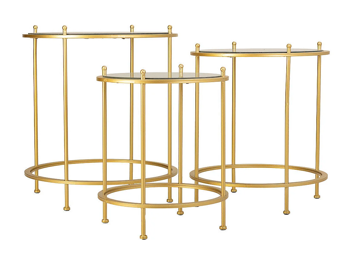 Set 3 mesas de centro de metal doradas