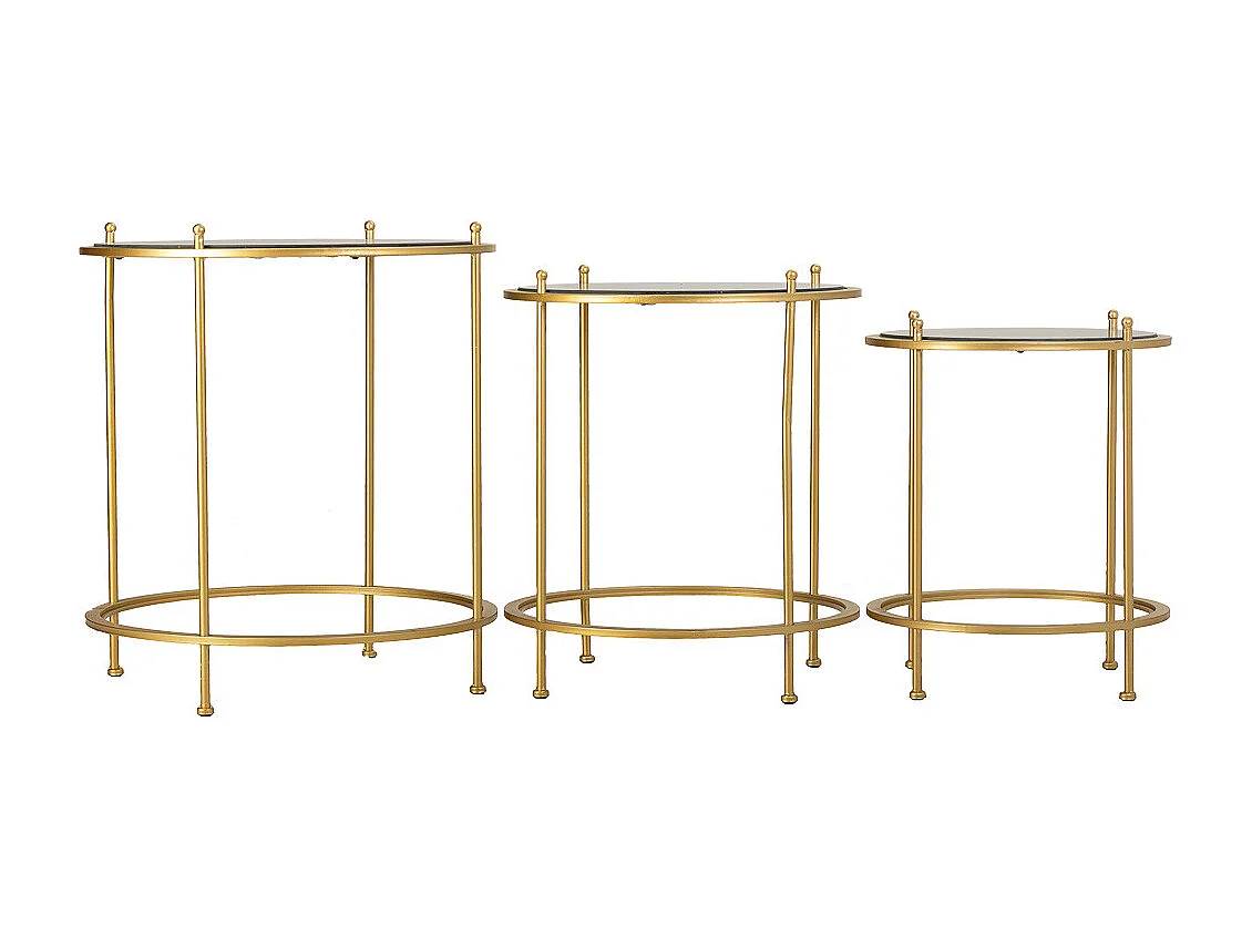 Set 3 mesas de centro de metal doradas