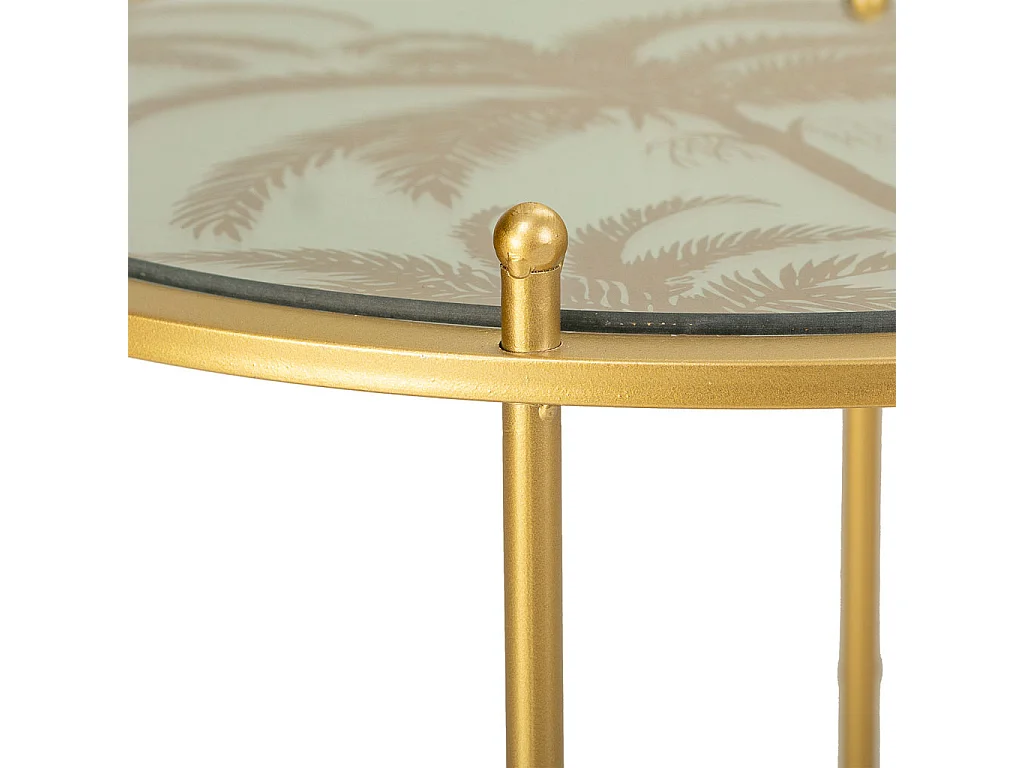 Set aus 3 goldenen Couchtischen aus Metall