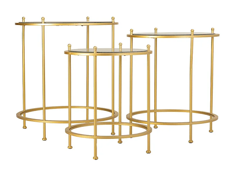 Set 3 mesas de centro de metal doradas