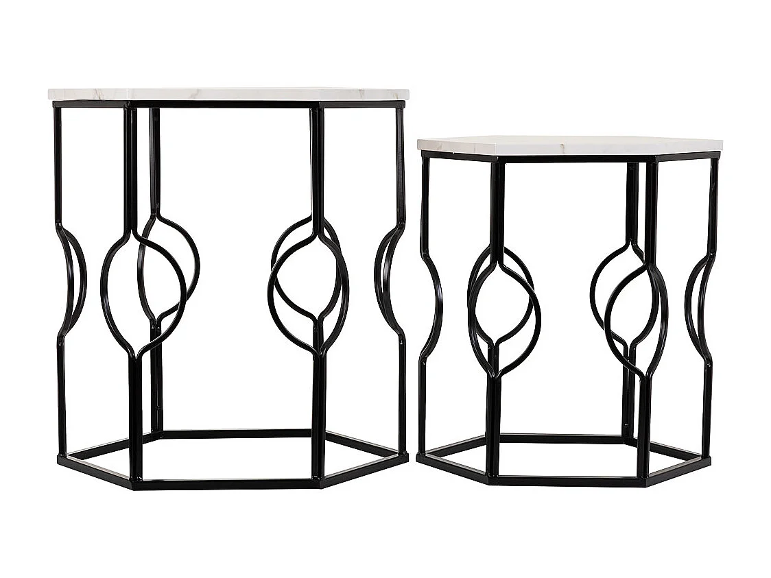 Set di 2 tavolini in metallo nero