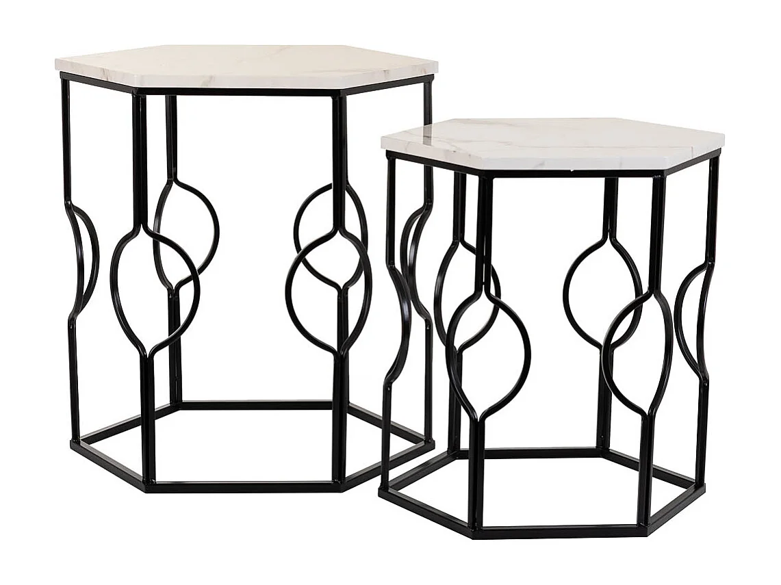 Set di 2 tavolini in metallo nero
