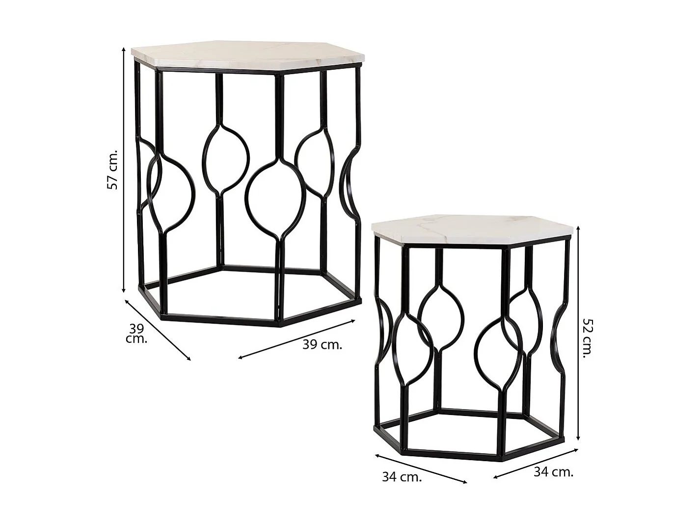 Set di 2 tavolini in metallo nero