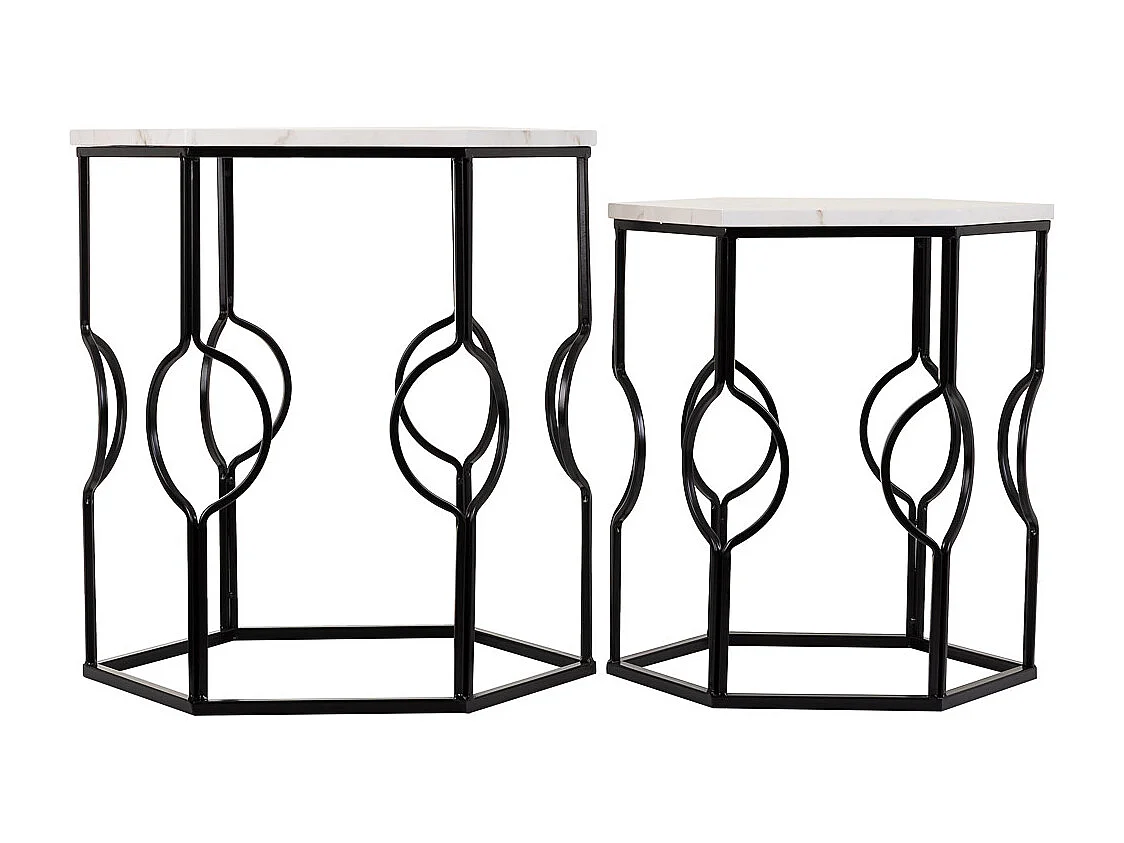 Set 2 tavoli metallo bianco e nero