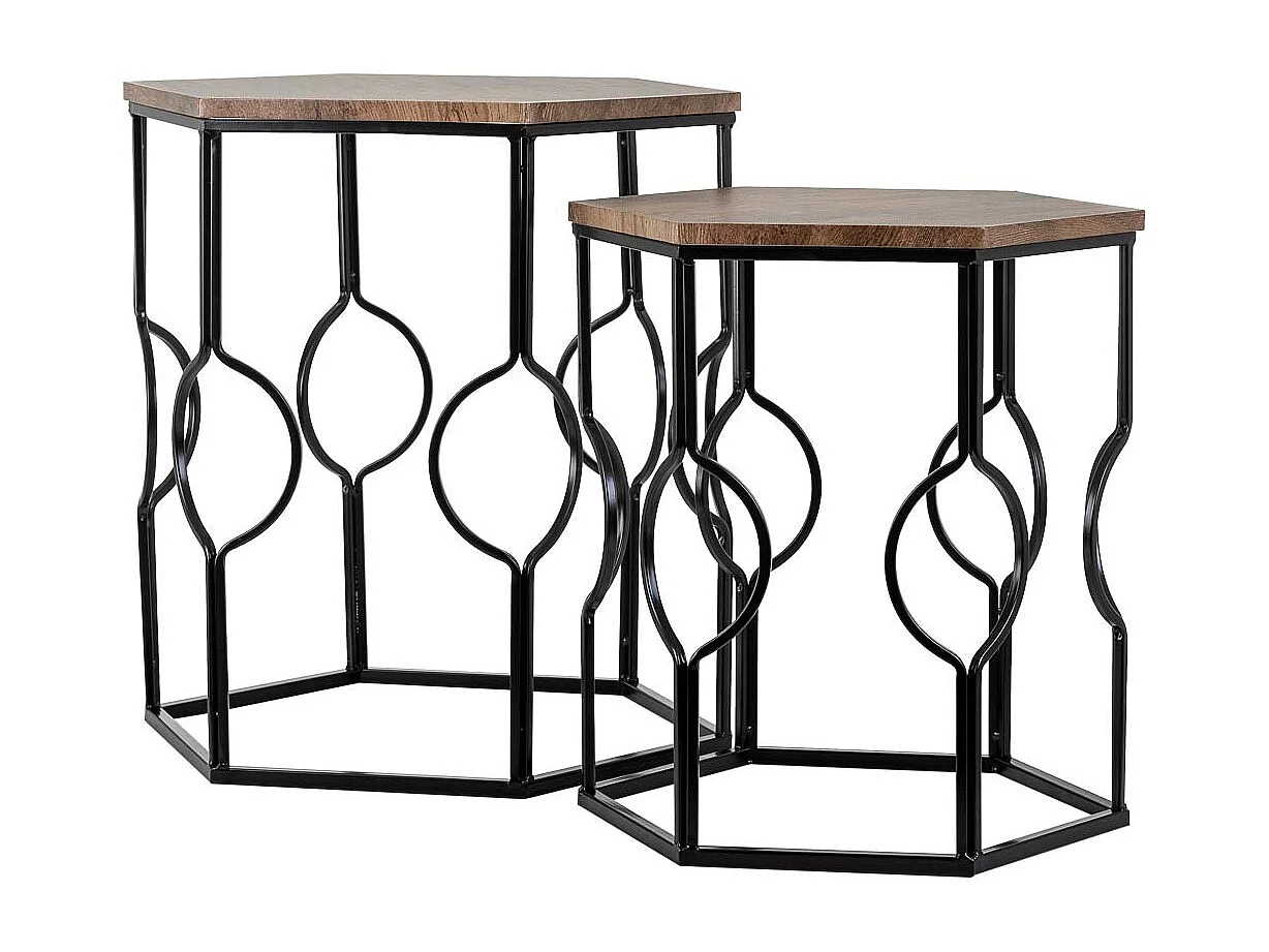 Ensemble de 2 tables en métal noires