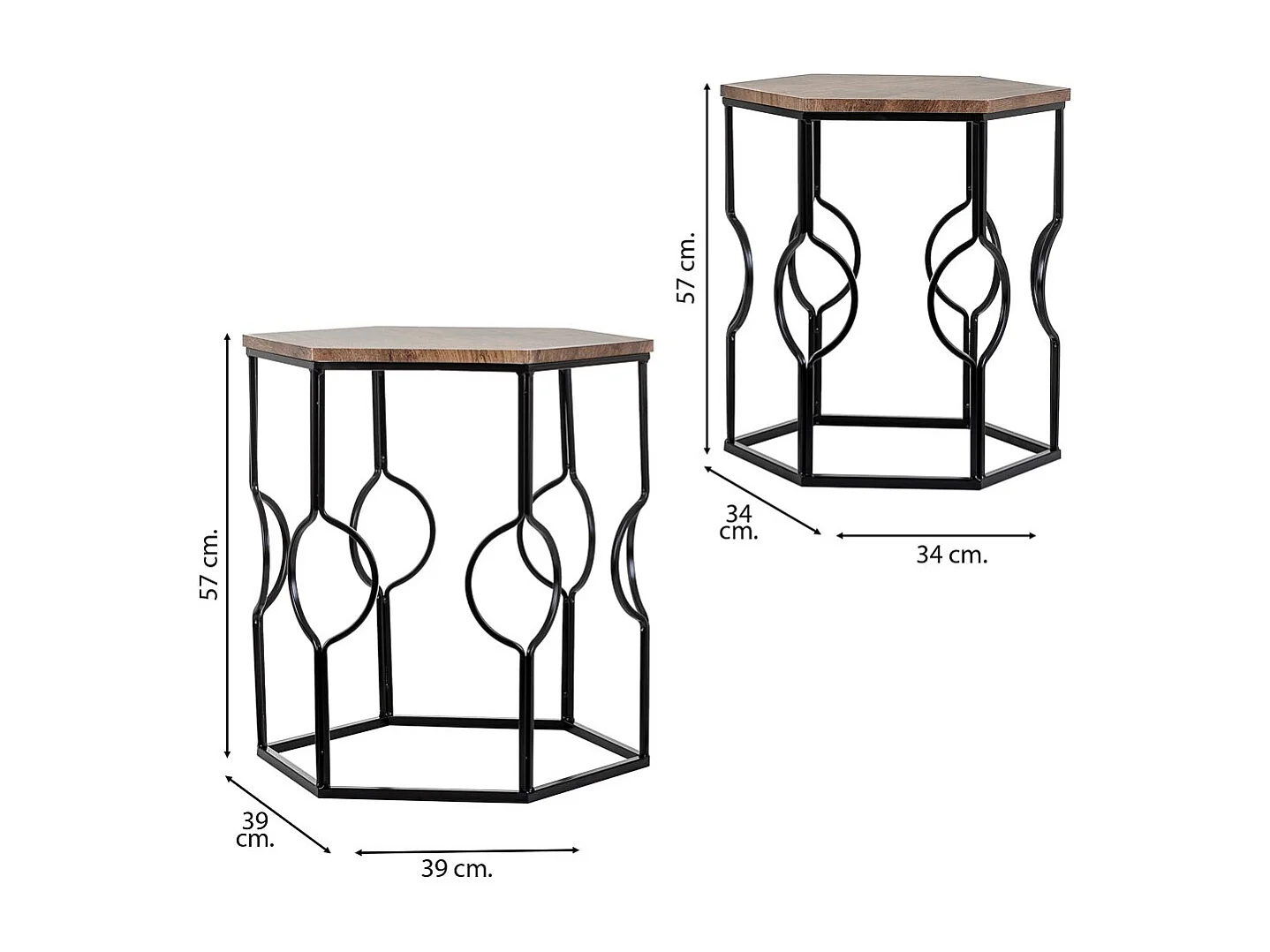 Ensemble de 2 tables en métal noires